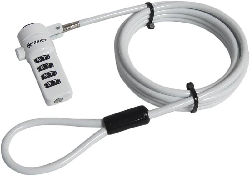 Sendt White Notebook/Laptop Combination Lock Security Cable - Image 1